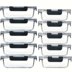 20 Pcs Glass Meal Prep Containers with Lids, MCIRCO Food Storage Containers with Snap Locking Lids, Airtight Lunch Containers, Microwave, Oven, Freezer and Dishwasher