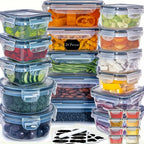 12/24/48pcs Food Storage Containers Set Kitchen Organizers Meal Prep Container Airtight, BPA-Free Reusable Snack Lunch Containers, Easy-Snap Lids, Plastic Snapware(6/12/24 Containers+6/12/24 Lids) Pantry Kitchen Organization with Labels And Marker