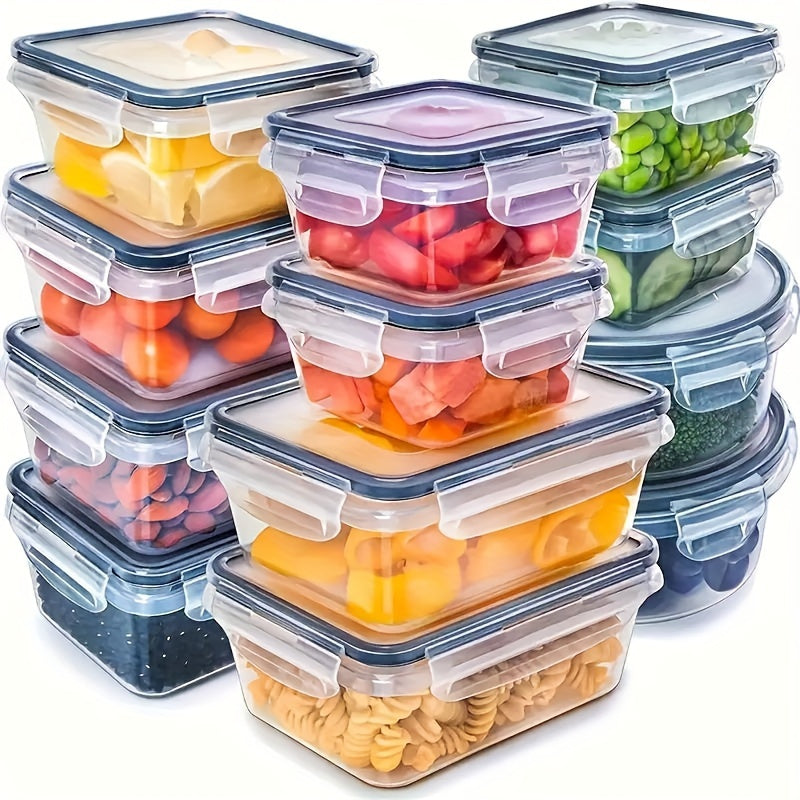 12/24/48pcs Food Storage Containers Set Kitchen Organizers Meal Prep Container Airtight, BPA-Free Reusable Snack Lunch Containers, Easy-Snap Lids, Plastic Snapware(6/12/24 Containers+6/12/24 Lids) Pantry Kitchen Organization with Labels And Marker