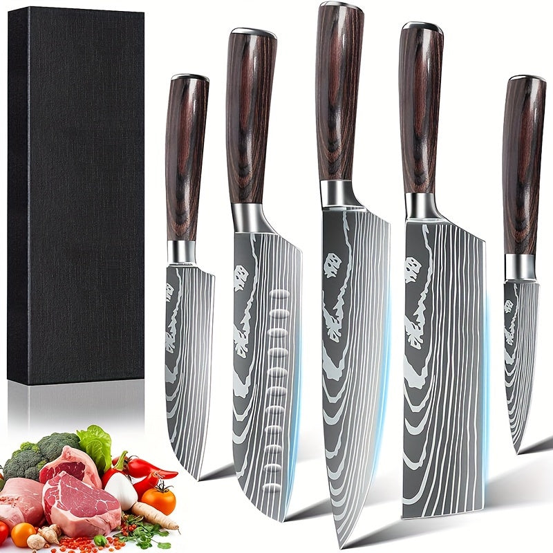 5  Piece Chef Knife Set  Japanese Kitchen Knives, High Carbon Stainless Steel Blades