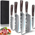 5  Piece Chef Knife Set  Japanese Kitchen Knives, High Carbon Stainless Steel Blades