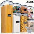 7 Pack Airtight Food Storage Containers with Lids,Plastic Storage Canisters for Kitchen & Pantry Organization,Dry Food Canisters for Flour, Sugar and Cereal