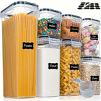 7 Pack Airtight Food Storage Containers with Lids,Plastic Storage Canisters for Kitchen & Pantry Organization,Dry Food Canisters for Flour, Sugar and Cereal