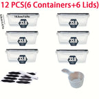 12/24/48pcs Food Storage Containers Set Kitchen Organizers Meal Prep Container Airtight, BPA-Free Reusable Snack Lunch Containers, Easy-Snap Lids, Plastic Snapware(6/12/24 Containers+6/12/24 Lids) Pantry Kitchen Organization with Labels And Marker