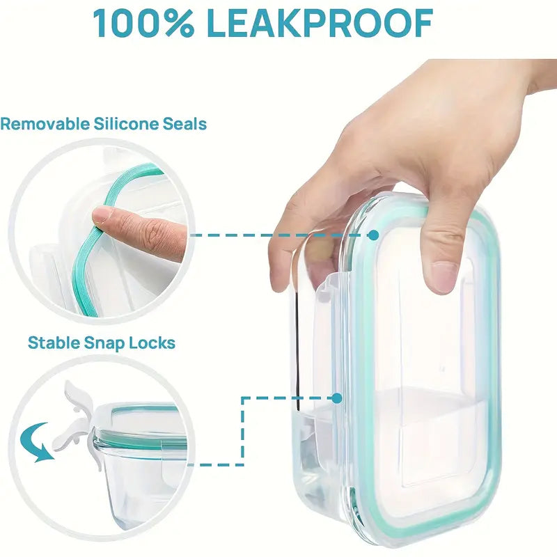 4/8 Pack Glass Food Storage Containers, Meal Prep, Airtight Bento Boxes with Leak Proof Locking Lids, for Microwave, Lunch Boxes, Oven, Freezer And Dishwasher, BPA Free with free labels&marker pen