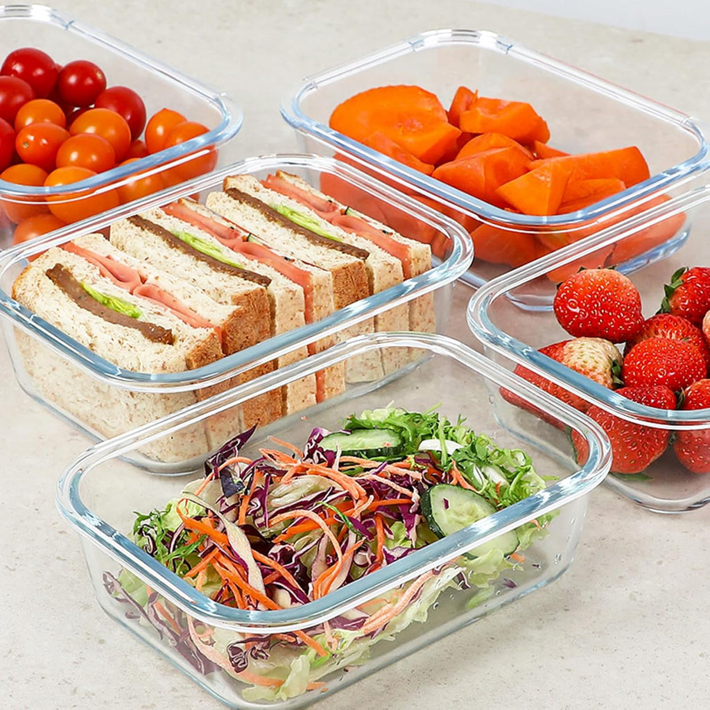 5 Pack 30 oz Glass Meal Prep Containers, Glass Storage Containers with Lids - Dishwasher, Microwave, Oven and Freezer Safe for Kitchen Organization & Food Storage come with free labels&marker pen