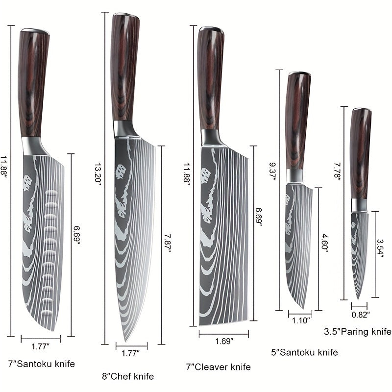 5  Piece Chef Knife Set  Japanese Kitchen Knives, High Carbon Stainless Steel Blades