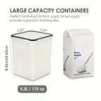 4 Pack Large Food Storage Containers 5.2L / 175oz, BPA Free Plastic Airtight Canisters for Flour, Sugar, Baking Supplies, Rice with Lids,Come with free Labels And Marker