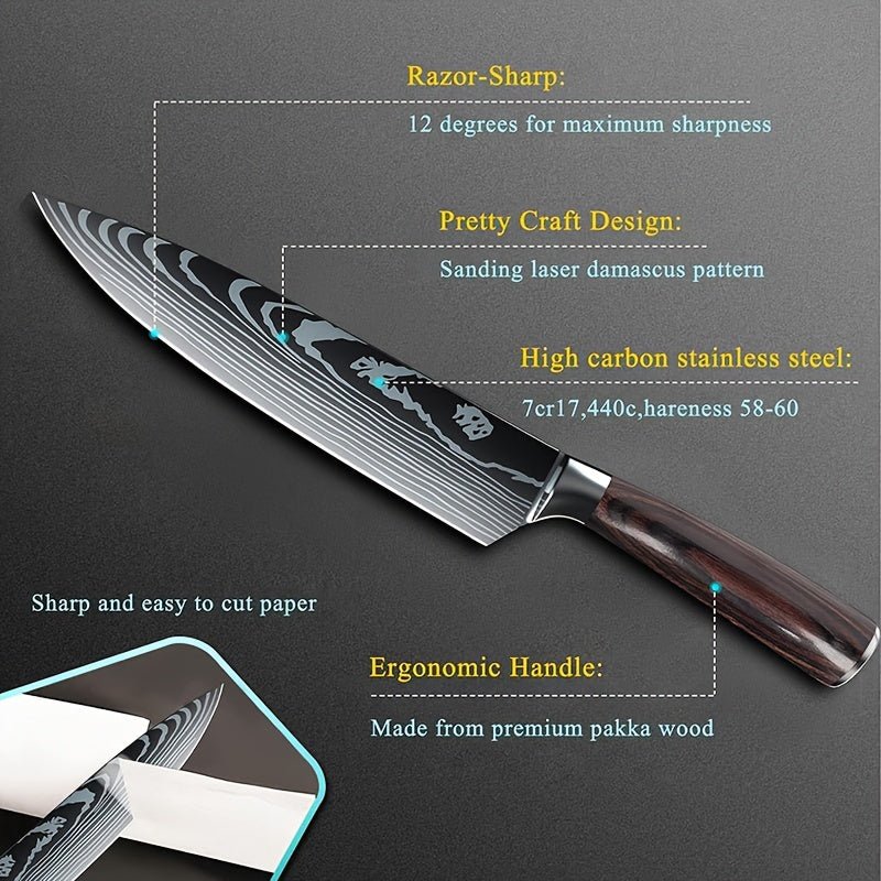 5  Piece Chef Knife Set  Japanese Kitchen Knives, High Carbon Stainless Steel Blades