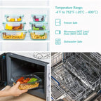 4/8 Pack Glass Food Storage Containers, Meal Prep, Airtight Bento Boxes with Leak Proof Locking Lids, for Microwave, Lunch Boxes, Oven, Freezer And Dishwasher, BPA Free with free labels&marker pen