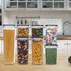 7 Pack Airtight Food Storage Containers with Lids,Plastic Storage Canisters for Kitchen & Pantry Organization,Dry Food Canisters for Flour, Sugar and Cereal