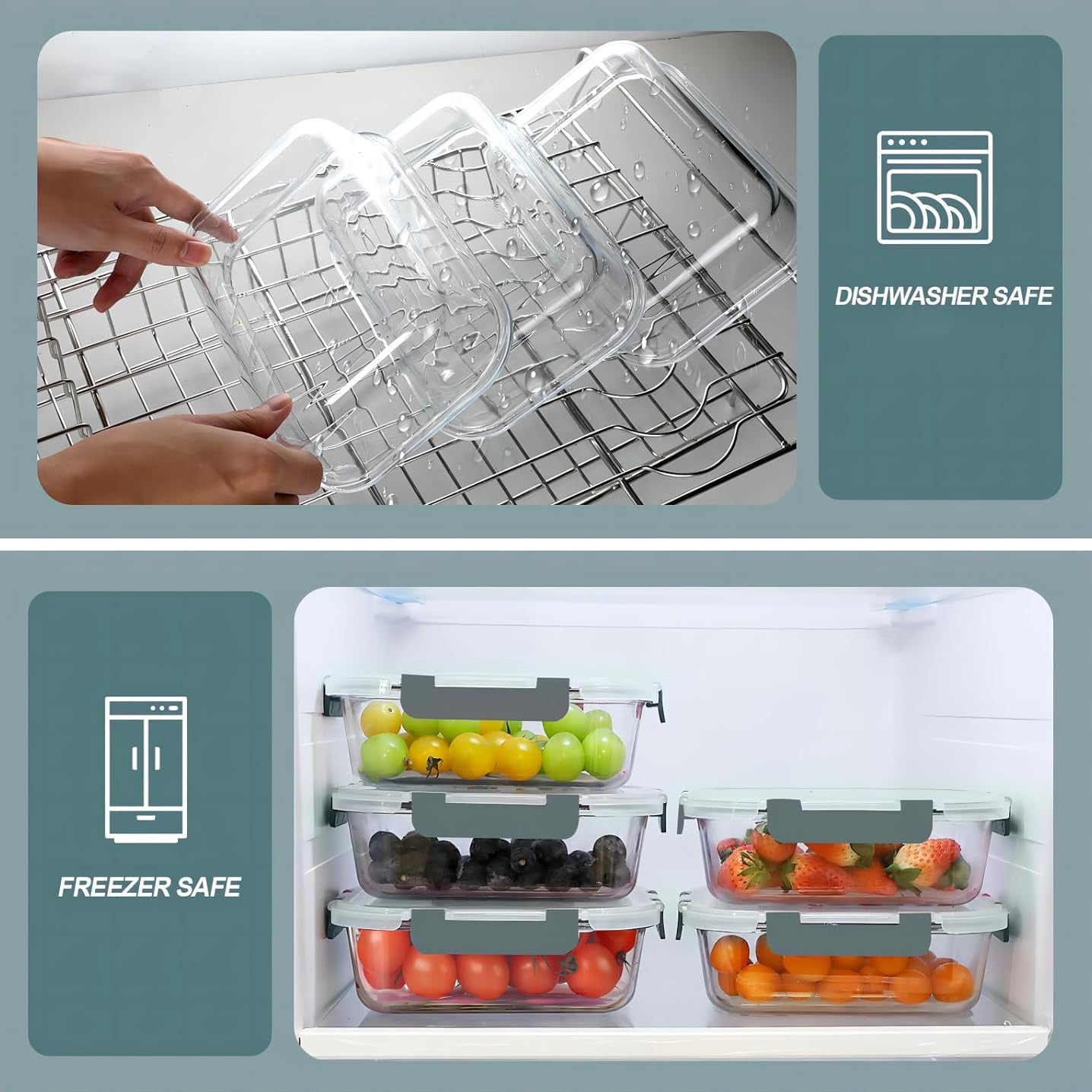 5 Pack 30 oz Glass Meal Prep Containers, Glass Storage Containers with Lids - Dishwasher, Microwave, Oven and Freezer Safe for Kitchen Organization & Food Storage come with free labels&marker pen