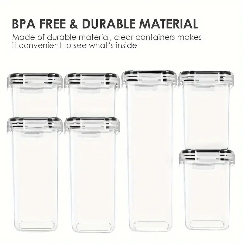 7 Pack Airtight Food Storage Containers with Lids,Plastic Storage Canisters for Kitchen & Pantry Organization,Dry Food Canisters for Flour, Sugar and Cereal