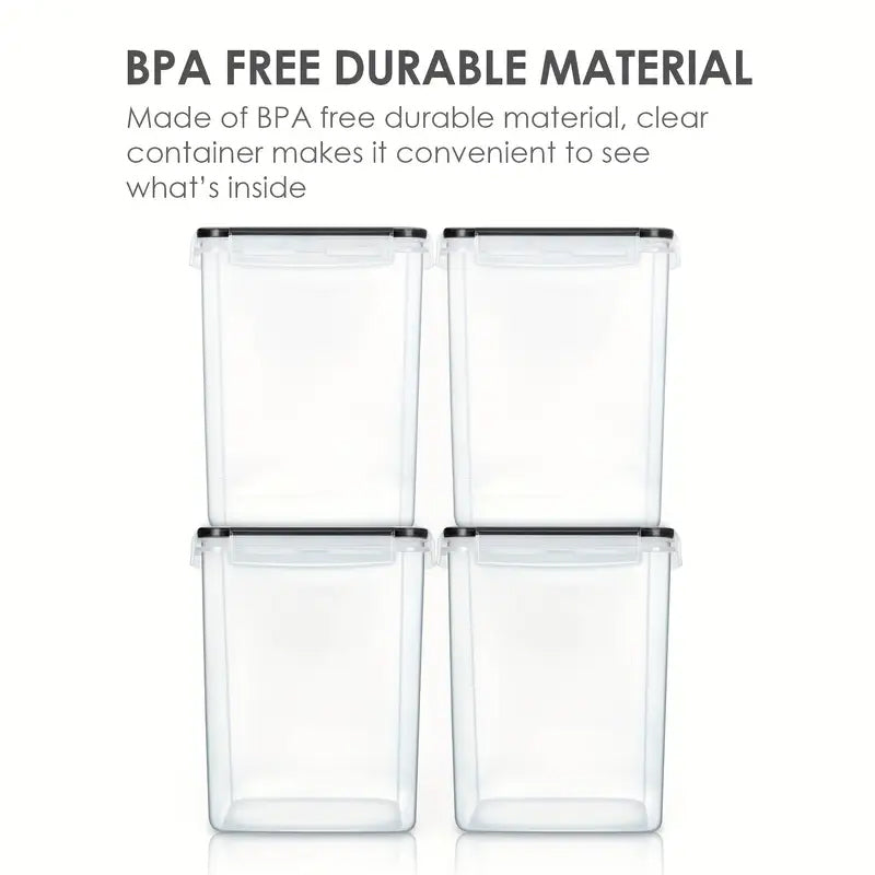 4 Pack Large Food Storage Containers 5.2L / 175oz, BPA Free Plastic Airtight Canisters for Flour, Sugar, Baking Supplies, Rice with Lids,Come with free Labels And Marker