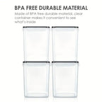 4 Pack Large Food Storage Containers 5.2L / 175oz, BPA Free Plastic Airtight Canisters for Flour, Sugar, Baking Supplies, Rice with Lids,Come with free Labels And Marker