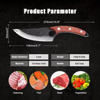 Chef Knife for Cutting, Boning & Chopping. Stainless Steel Kitchen Knife for Balance & Control