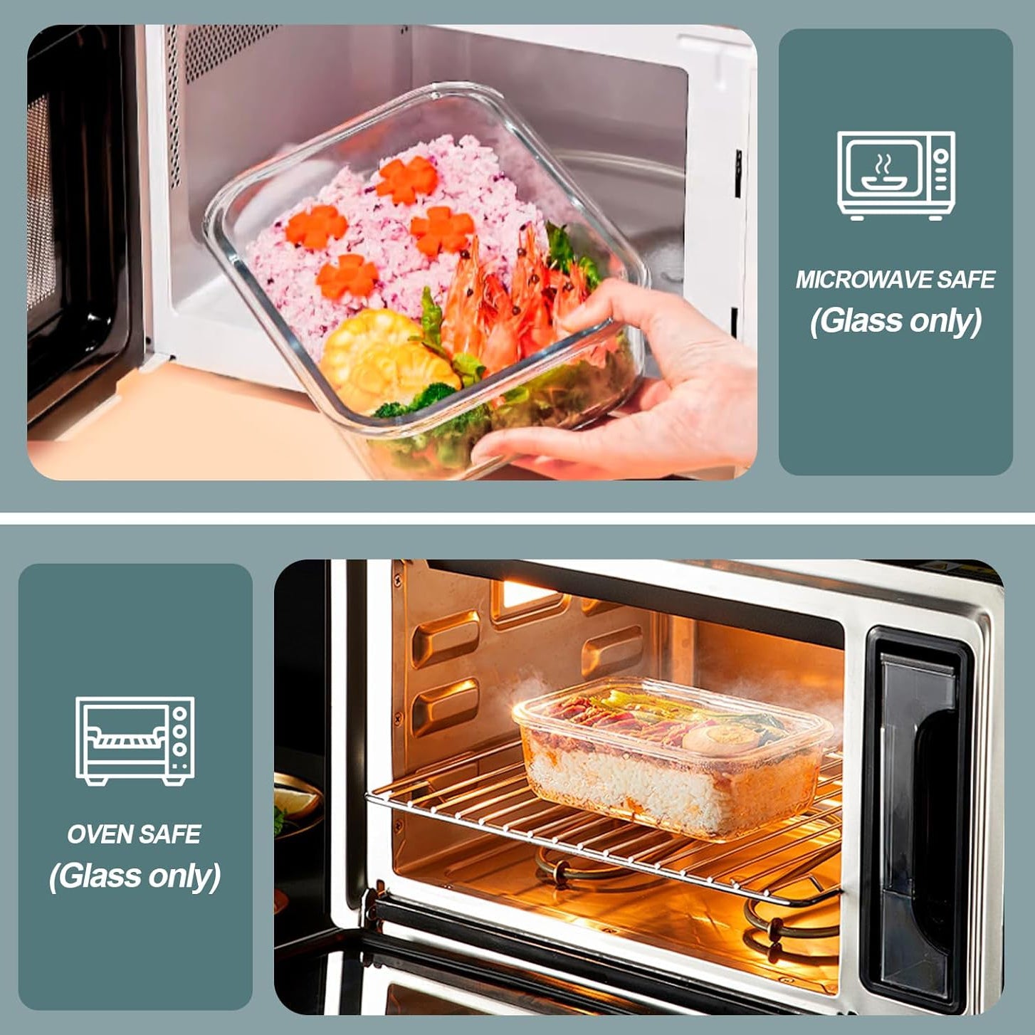 5 Pack 30 oz Glass Meal Prep Containers, Glass Storage Containers with Lids - Dishwasher, Microwave, Oven and Freezer Safe for Kitchen Organization & Food Storage come with free labels&marker pen