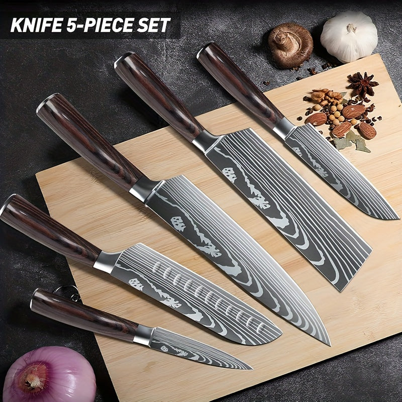 5  Piece Chef Knife Set  Japanese Kitchen Knives, High Carbon Stainless Steel Blades