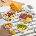 4/8 Pack Glass Food Storage Containers, Meal Prep, Airtight Bento Boxes with Leak Proof Locking Lids, for Microwave, Lunch Boxes, Oven, Freezer And Dishwasher, BPA Free with free labels&marker pen