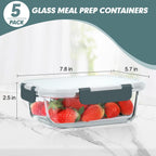 5 Pack 30 oz Glass Meal Prep Containers, Glass Storage Containers with Lids - Dishwasher, Microwave, Oven and Freezer Safe for Kitchen Organization & Food Storage come with free labels&marker pen