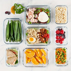 20 Pcs Glass Meal Prep Containers with Lids, MCIRCO Food Storage Containers with Snap Locking Lids, Airtight Lunch Containers, Microwave, Oven, Freezer and Dishwasher