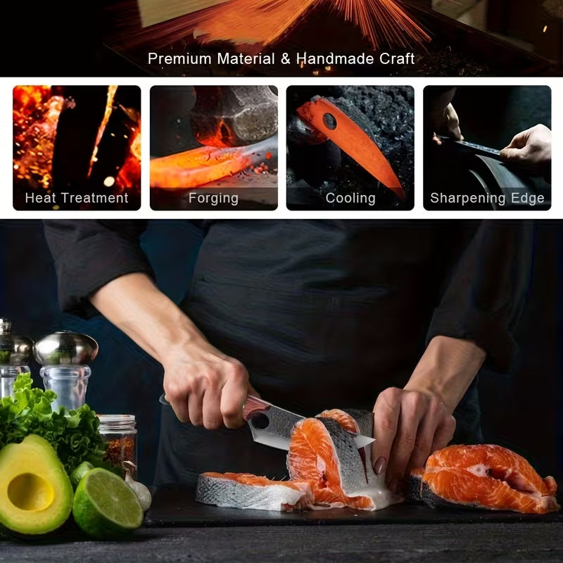 Chef Knife for Cutting, Boning & Chopping. Stainless Steel Kitchen Knife for Balance & Control