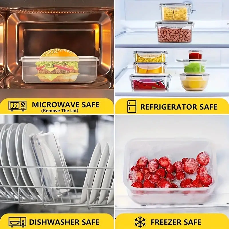 12/24/48pcs Food Storage Containers Set Kitchen Organizers Meal Prep Container Airtight, BPA-Free Reusable Snack Lunch Containers, Easy-Snap Lids, Plastic Snapware(6/12/24 Containers+6/12/24 Lids) Pantry Kitchen Organization with Labels And Marker