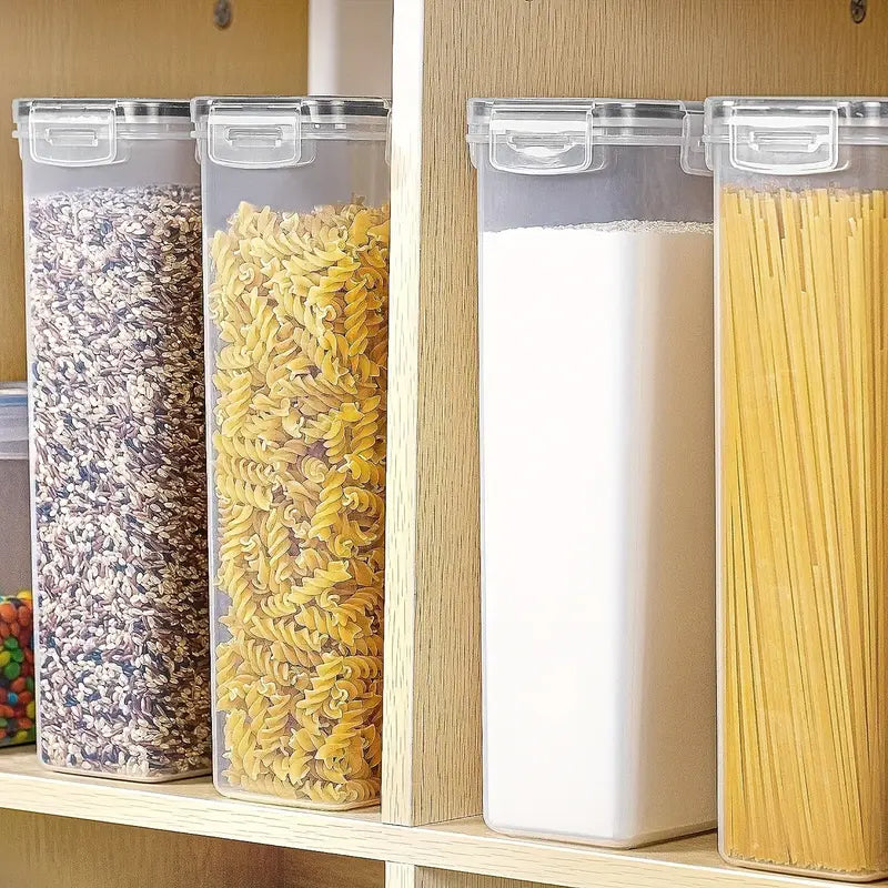 4 Pack Airtight Food Storage Containers with Lids，8L Pasta Containers for Pantry Organization and Storage, BPA Free Kitchen Canisters for Spaghetti, Flour, Sugar and Noodles Come with free labels And Marker
