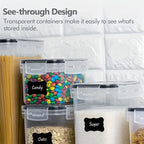 7 Pack Airtight Food Storage Containers with Lids,Plastic Storage Canisters for Kitchen & Pantry Organization,Dry Food Canisters for Flour, Sugar and Cereal